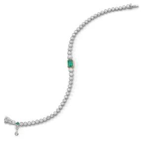 Bezel Set Diamond & Emerald Tennis Bracelet