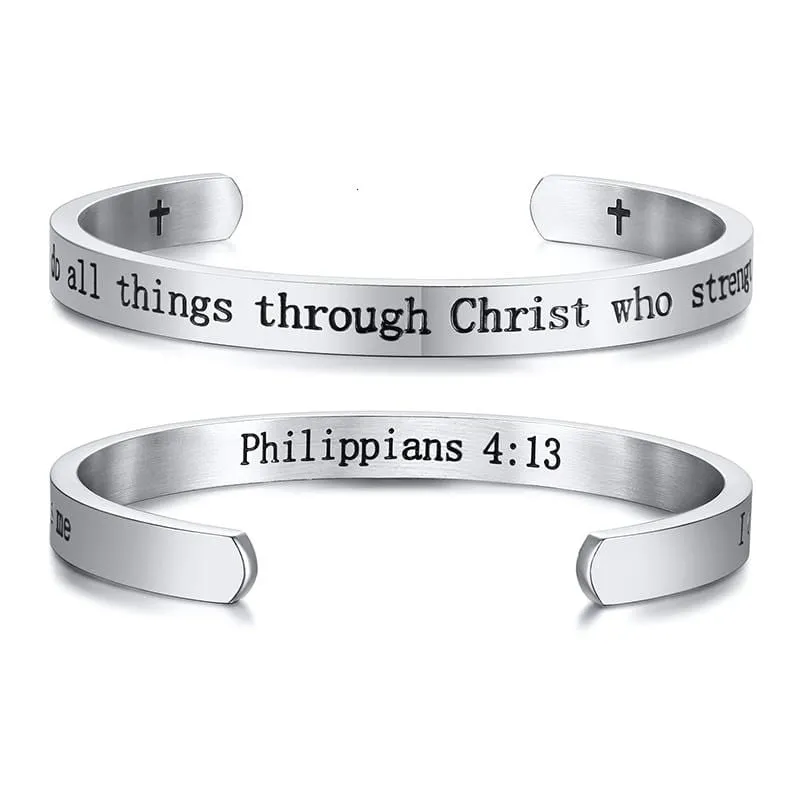 Bible Verse Bracelet <br> I Can Do All Things Through Christ (Cuff)