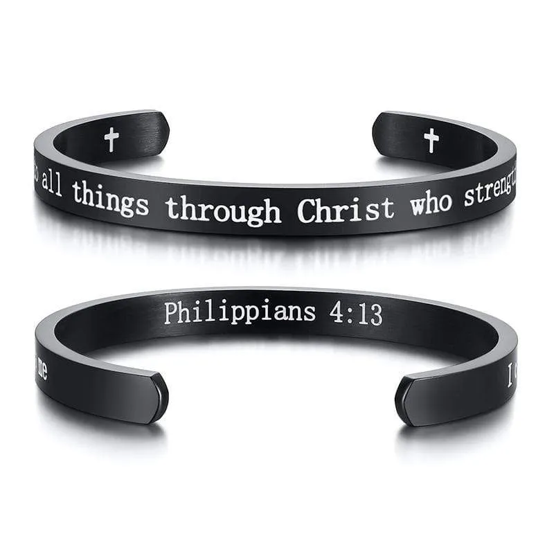 Bible Verse Bracelet <br> I Can Do All Things Through Christ (Cuff)