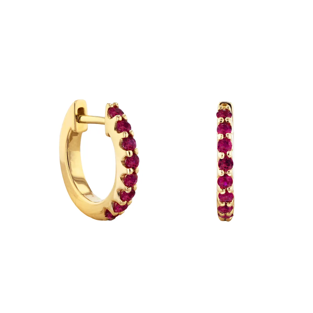 Bijou Collection 0.36ct Ruby 9mm Hoop Earrings | 9K Yellow Gold