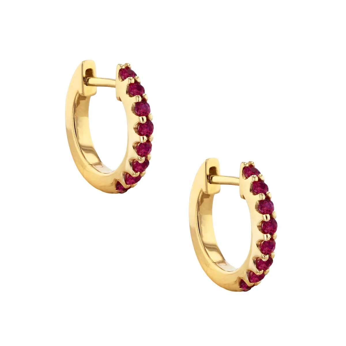 Bijou Collection 0.36ct Ruby 9mm Hoop Earrings | 9K Yellow Gold