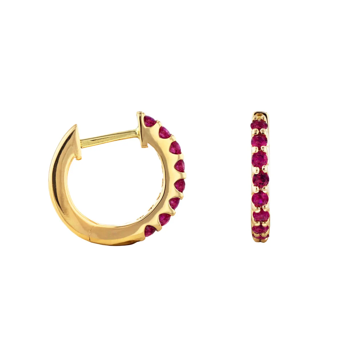 Bijou Collection 0.36ct Ruby 9mm Hoop Earrings | 9K Yellow Gold