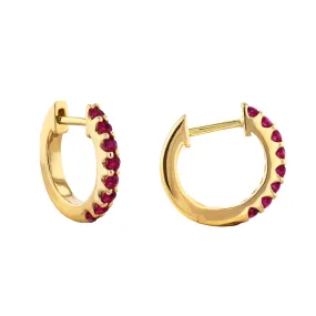 Bijou Collection 0.36ct Ruby 9mm Hoop Earrings | 9K Yellow Gold