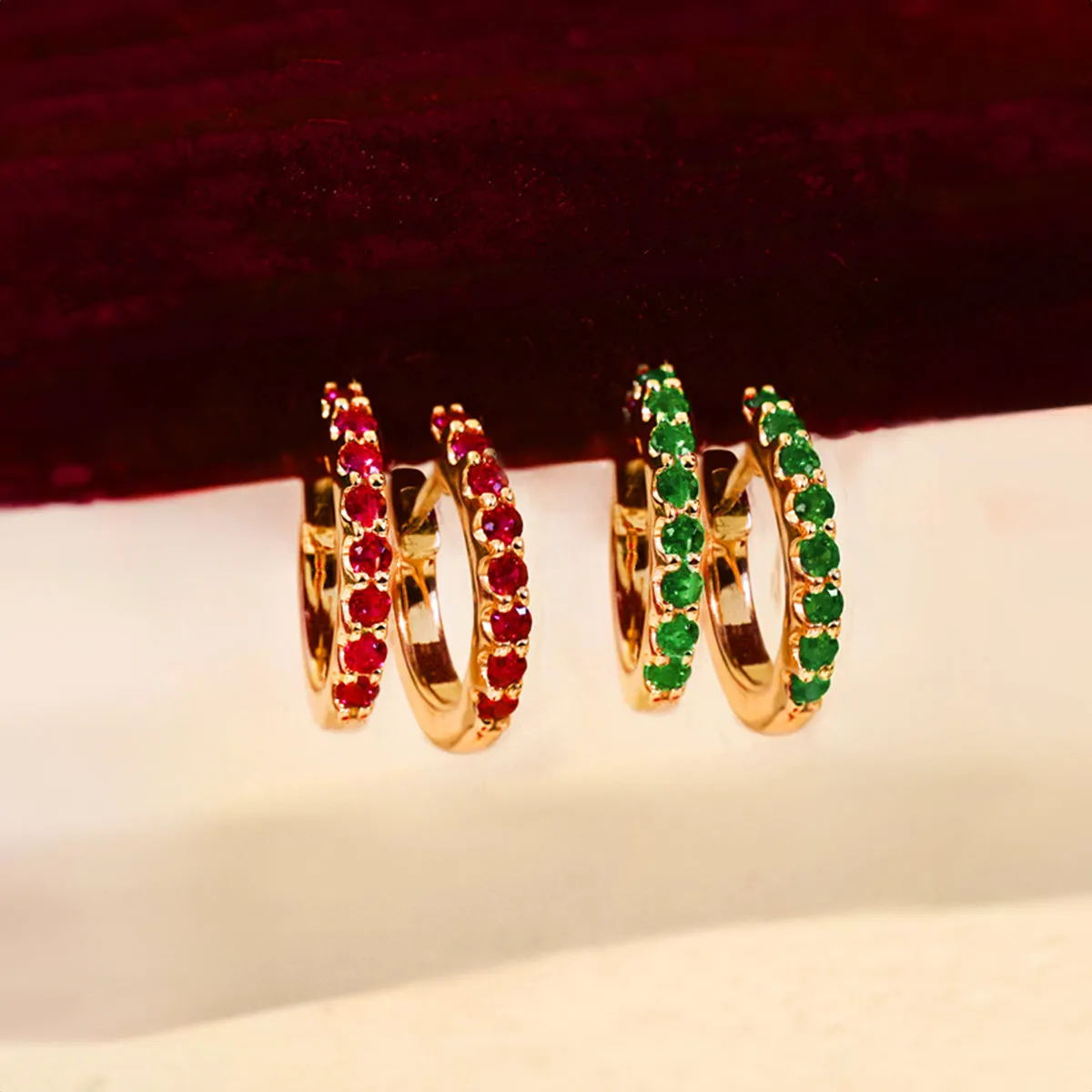 Bijou Collection 0.36ct Ruby 9mm Hoop Earrings | 9K Yellow Gold