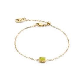 Birthstone August Bracelet Green Jade Gold