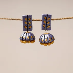 Bishnupur Handpainted Terracotta Jhumki Earrings 05