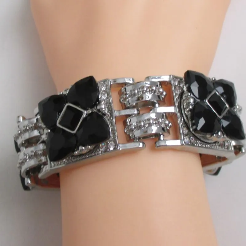 Black & Silver Linked Cuff Bracelet