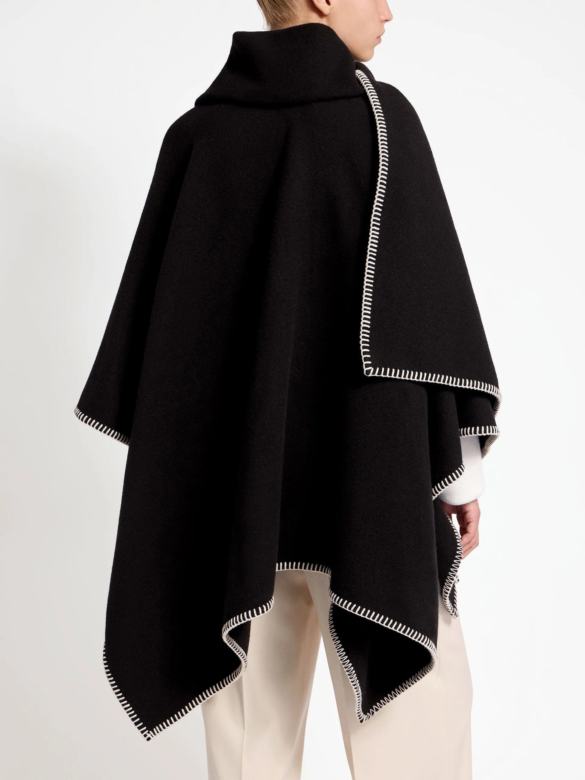 Black Iona woven pure wool cape