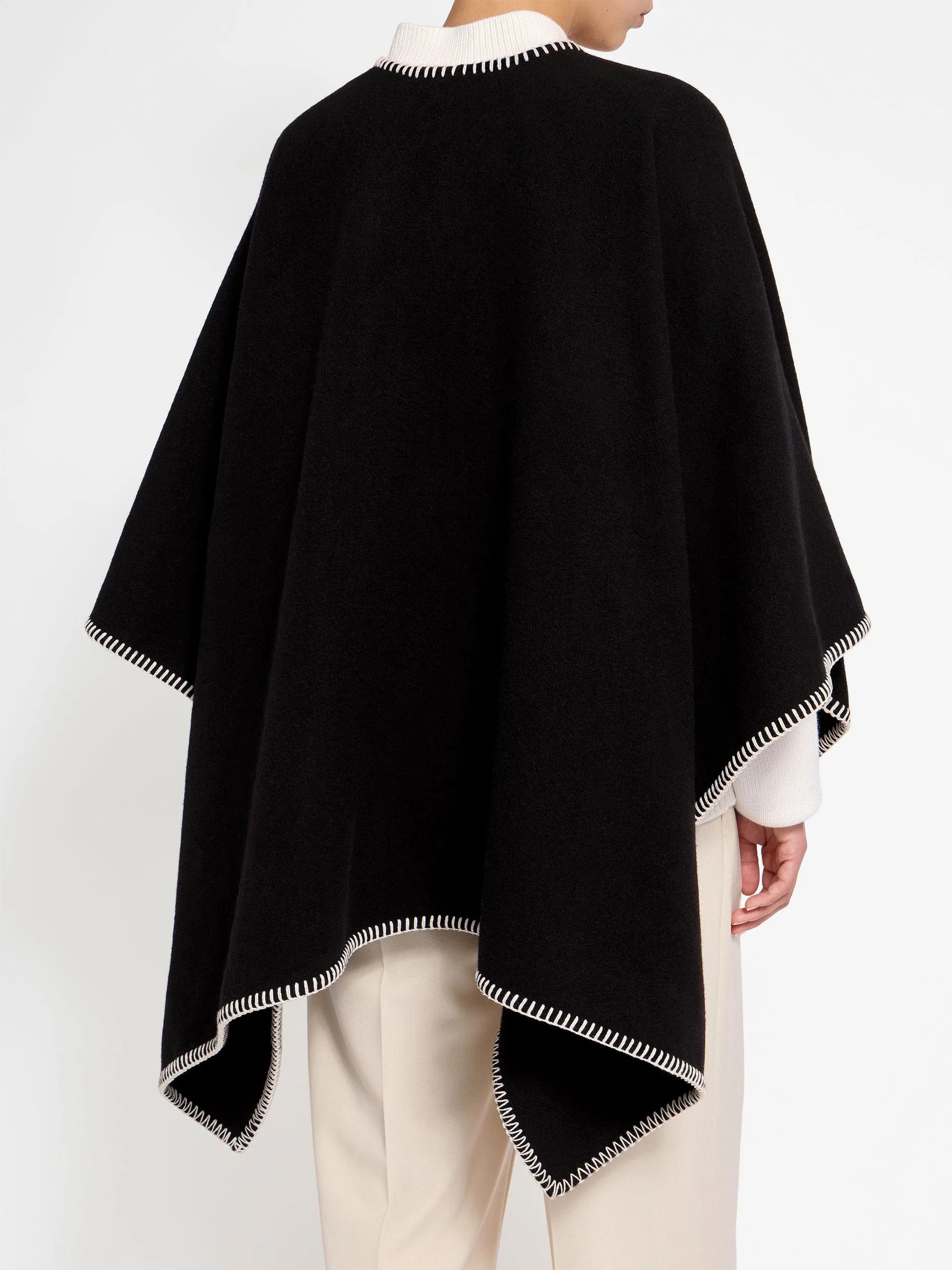 Black Iona woven pure wool cape