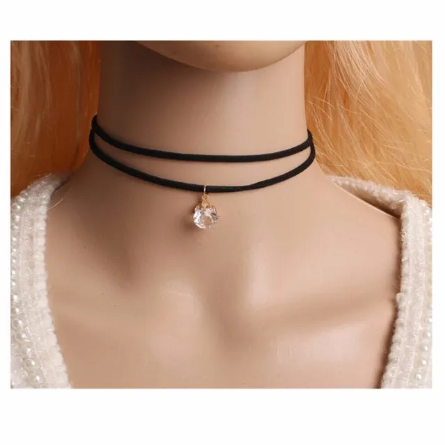 Black Suede Choker Necklace Multilayer Leather Goth Velvet Chokers Colares Jewelry Necklaces Punk Jewelery Bijoux One Direction