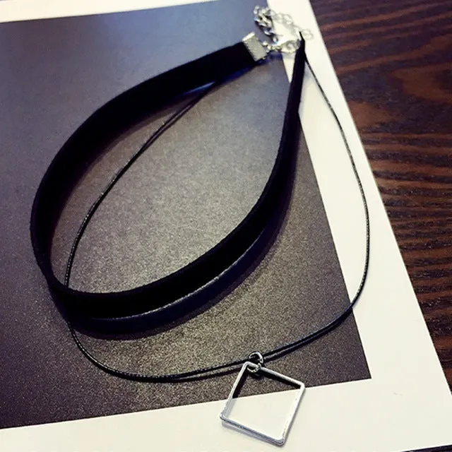 Black Suede Choker Necklace Multilayer Leather Goth Velvet Chokers Colares Jewelry Necklaces Punk Jewelery Bijoux One Direction