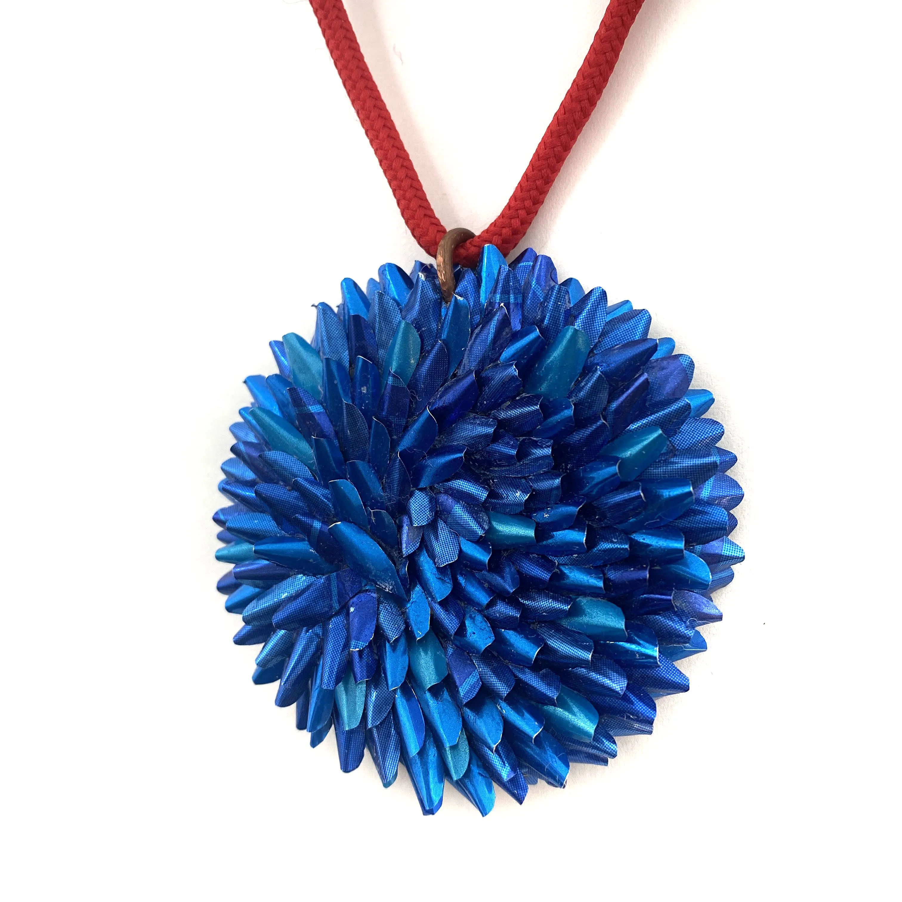 Blue and Red Aluminum Medallion Necklace