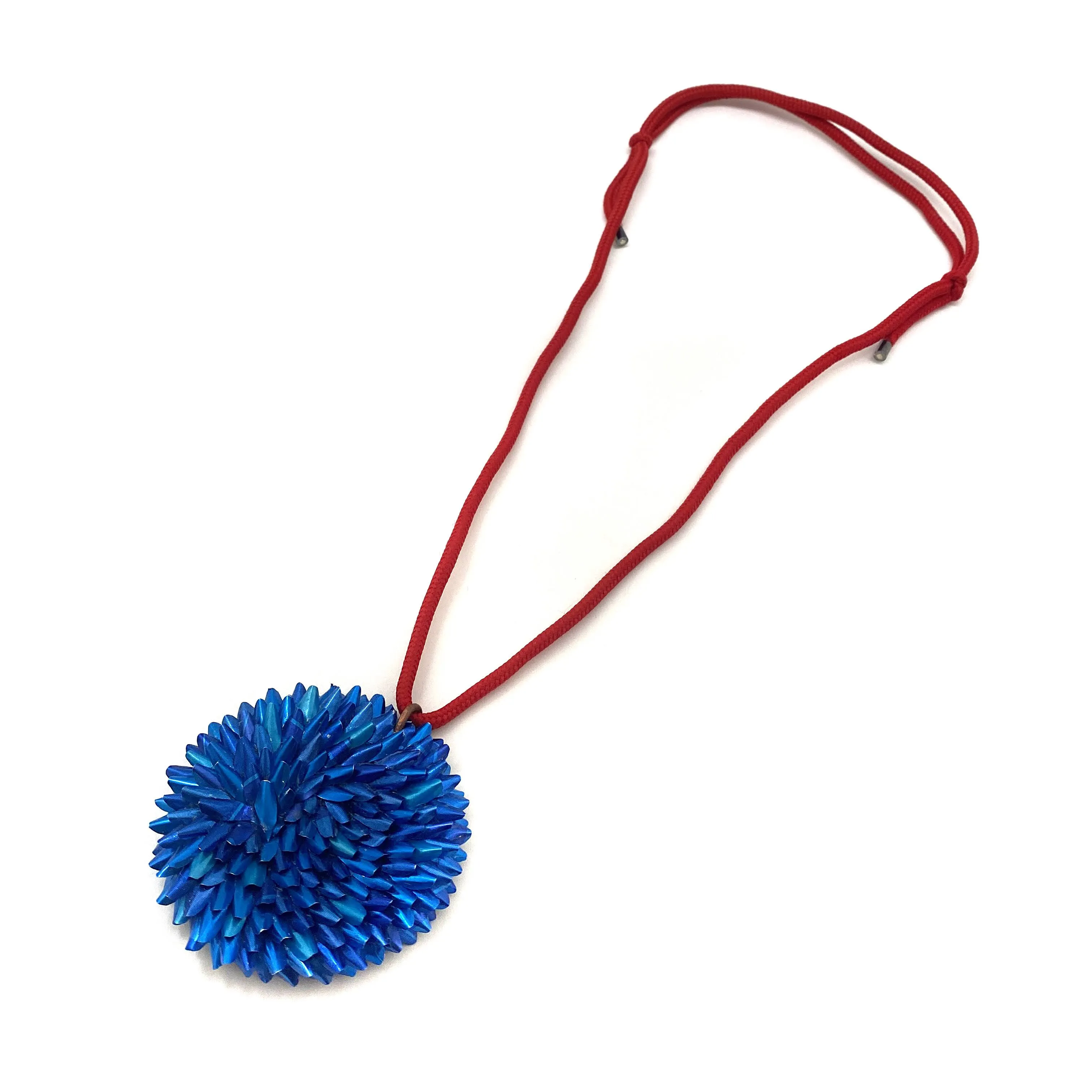 Blue and Red Aluminum Medallion Necklace