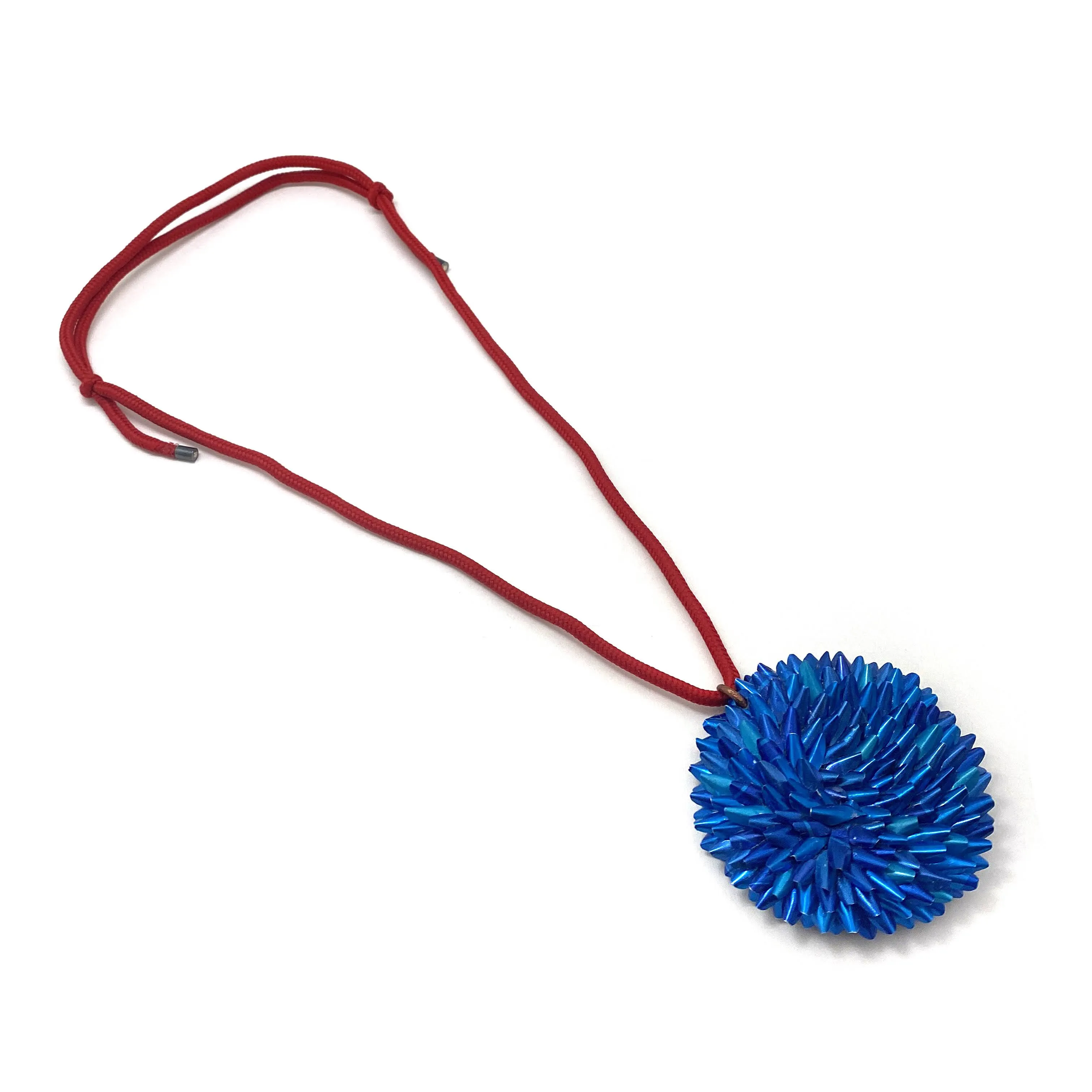 Blue and Red Aluminum Medallion Necklace