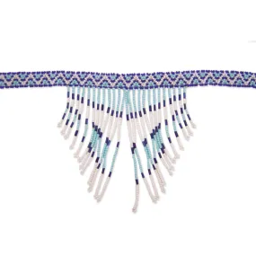 Blue and White Seed Beaded Bib Choker