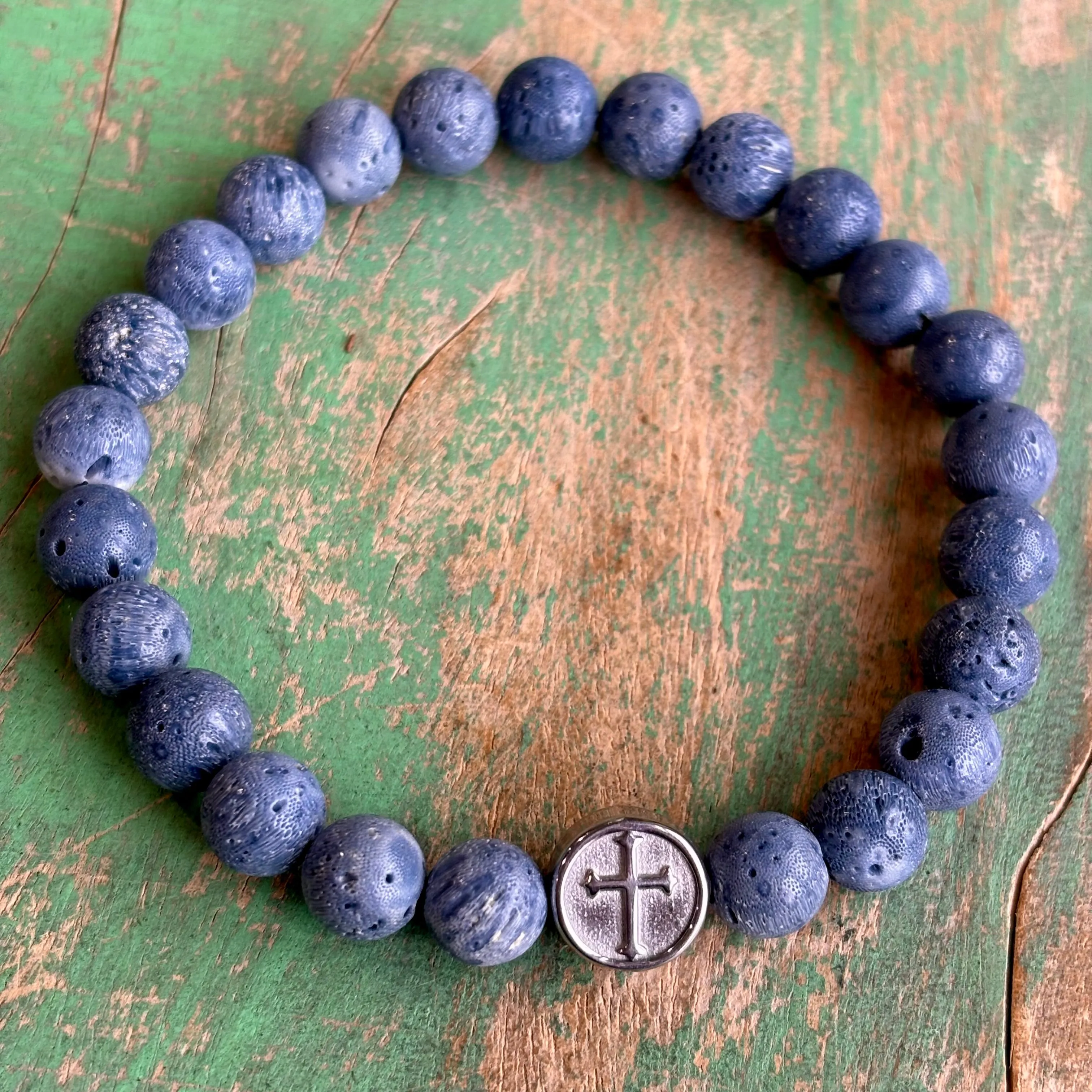 Blue Coral Faith Bracelet