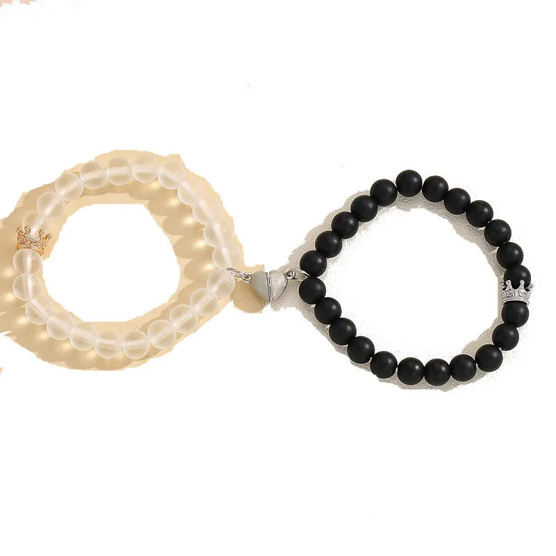 Bracelet  couple lcœur lumineux couronne