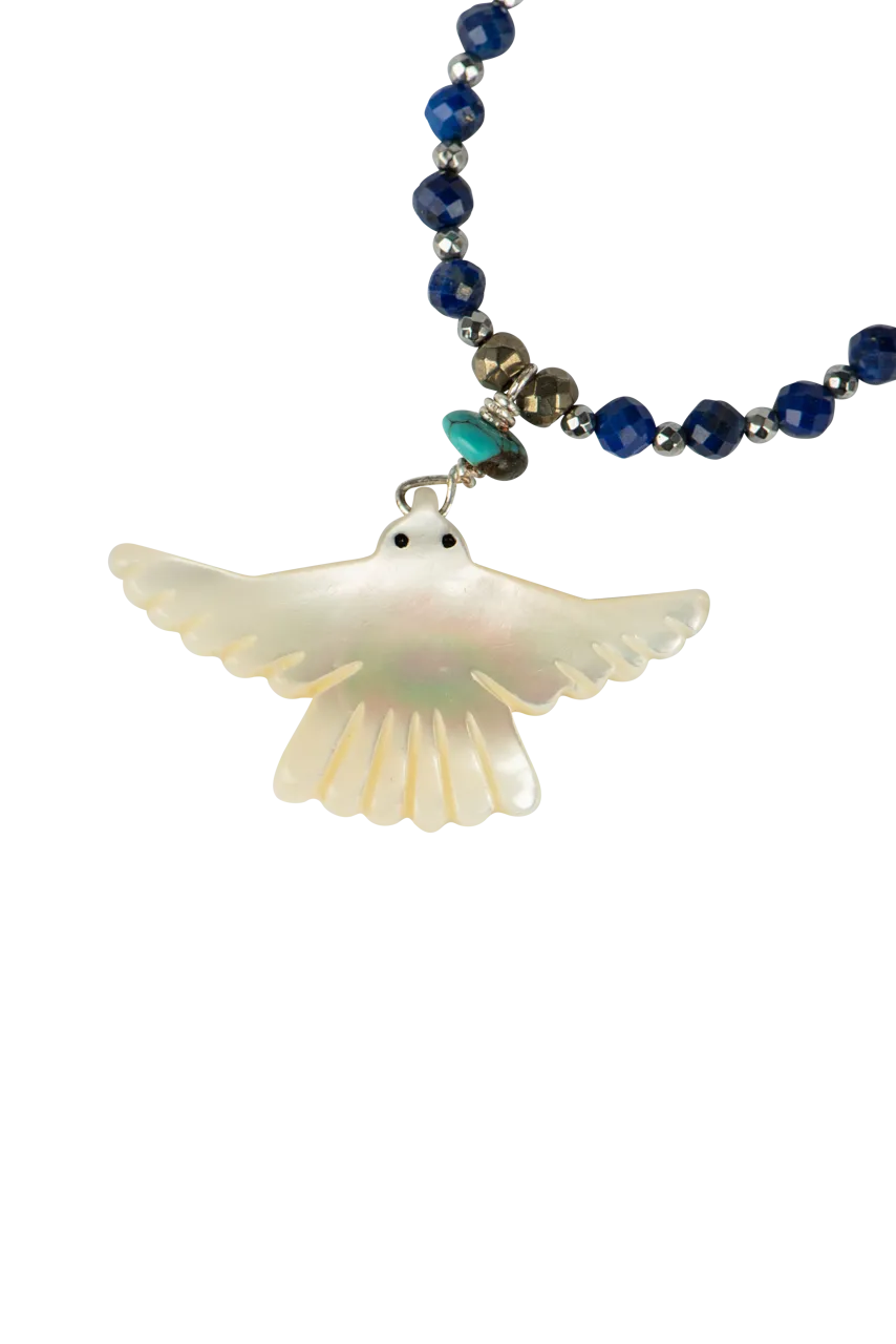 Breathe Deep Mother of Pearl Thunderbird Necklace