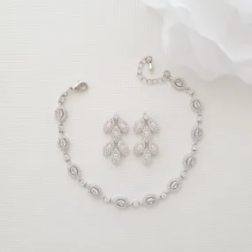 Bridal Jewelry Bracelet and Earrings Set-Abby