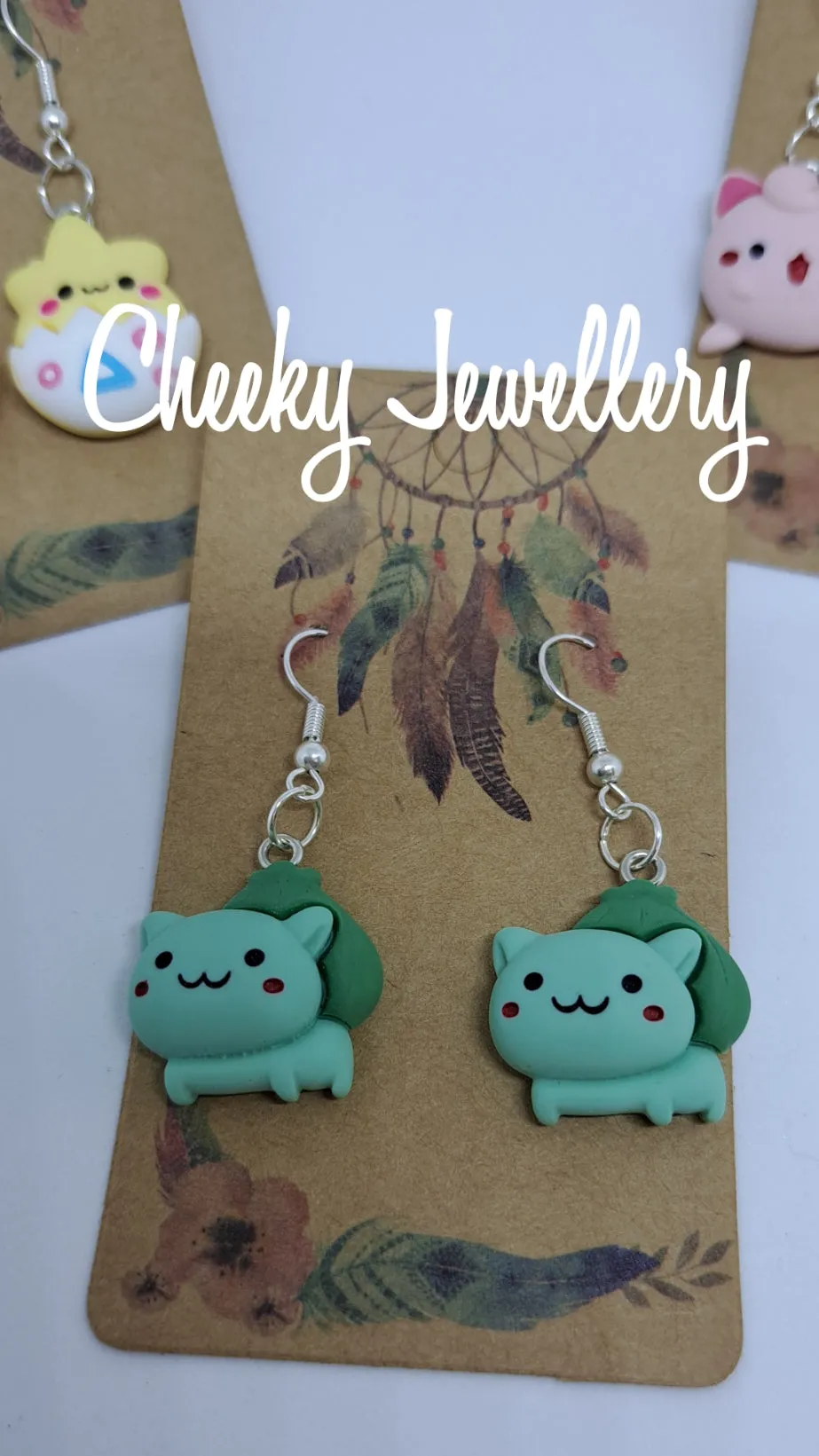 Bulbasaur Baby Kawaii Character earrings, gotta collect the all so cute. Resin earrings, dangly earrings