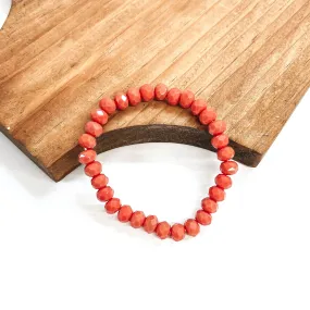 Buy 3 for $10 | Crystal Beaded Stacker Bracelet in Coral Orange