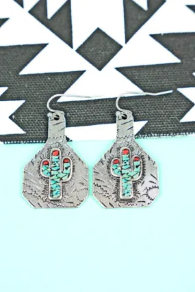 Cactus Cowtag Earrings