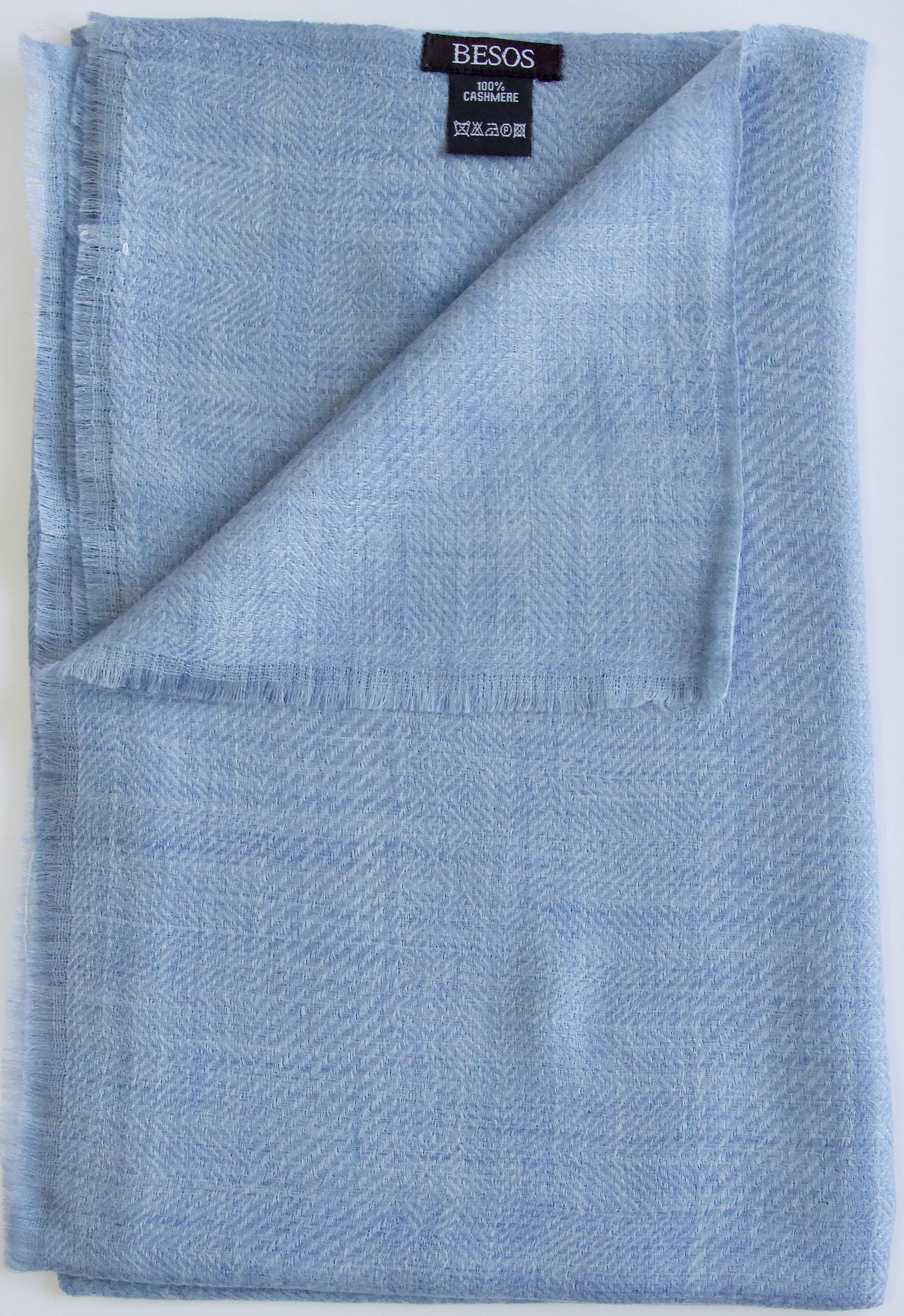 Cashmere scarf in beautiful weave 100% kashmir - pastel blue