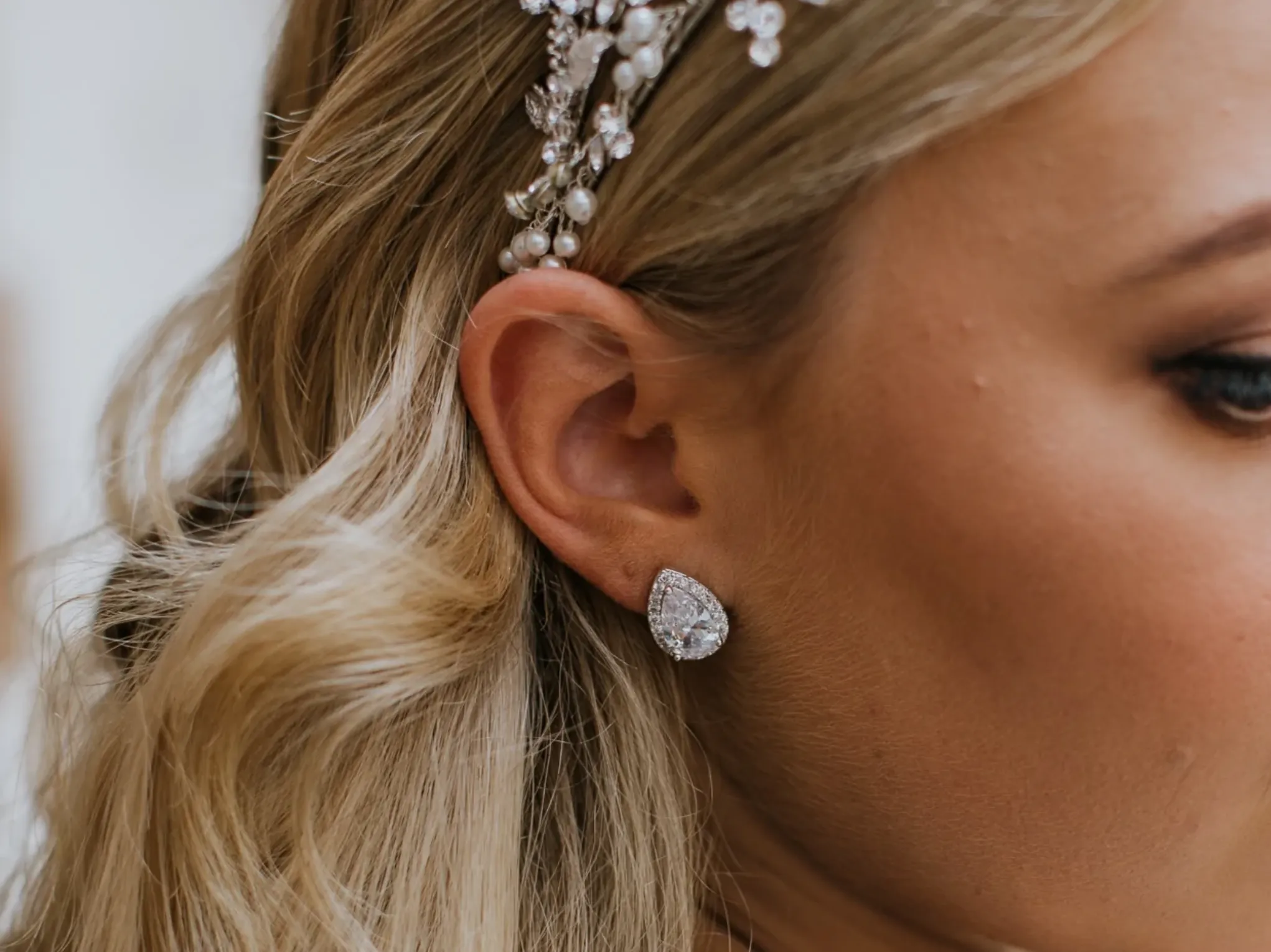 Celestine - Classic Crystal Teardrop Bridal Stud Earrings