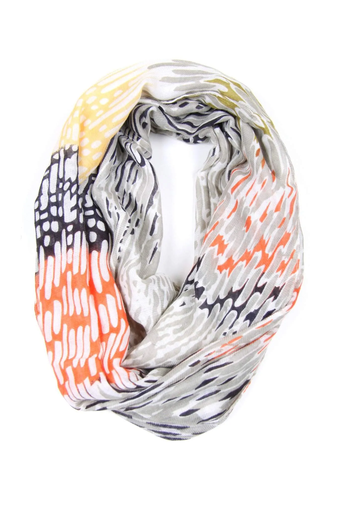 Circle Scarf / Orange Yellow Black / Unisex