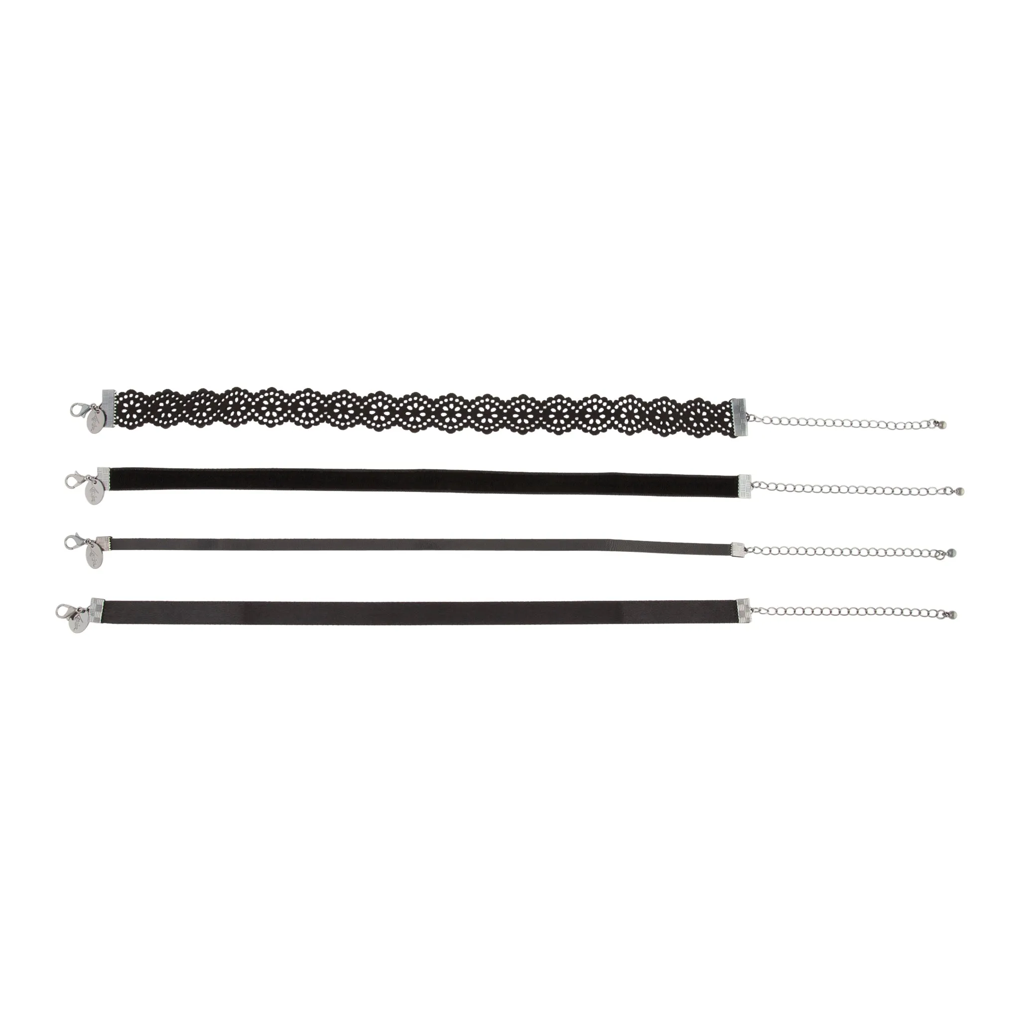 Classic Leatherette Suedette Choker Necklace 4 Pack