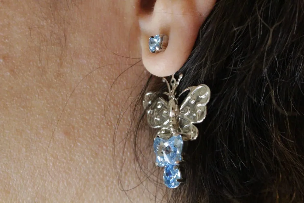 CLEAR BUTTERFLY EARRINGS