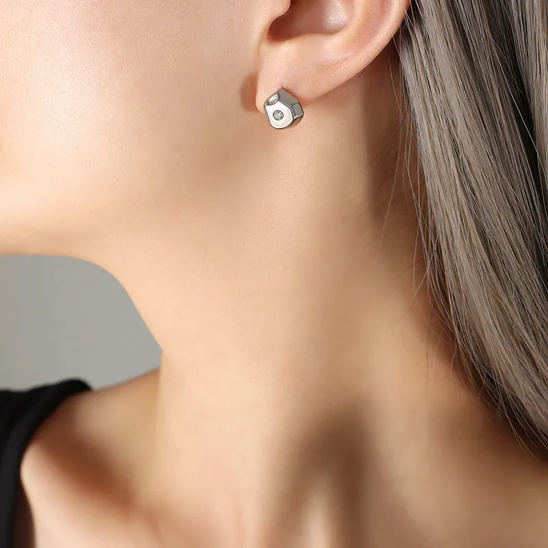 Cold Instagram Trend Irregular Curved Zircon Earrings