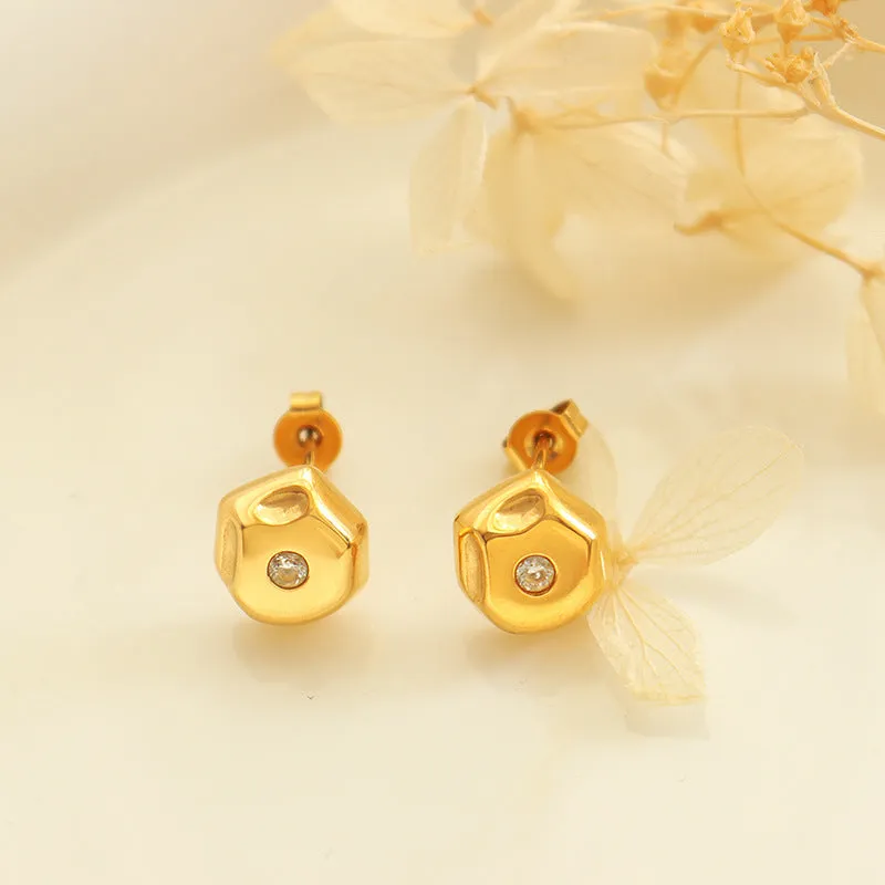 Cold Instagram Trend Irregular Curved Zircon Earrings