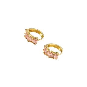 Copper Zircon Earrings with Elegant Ear Buckle Design