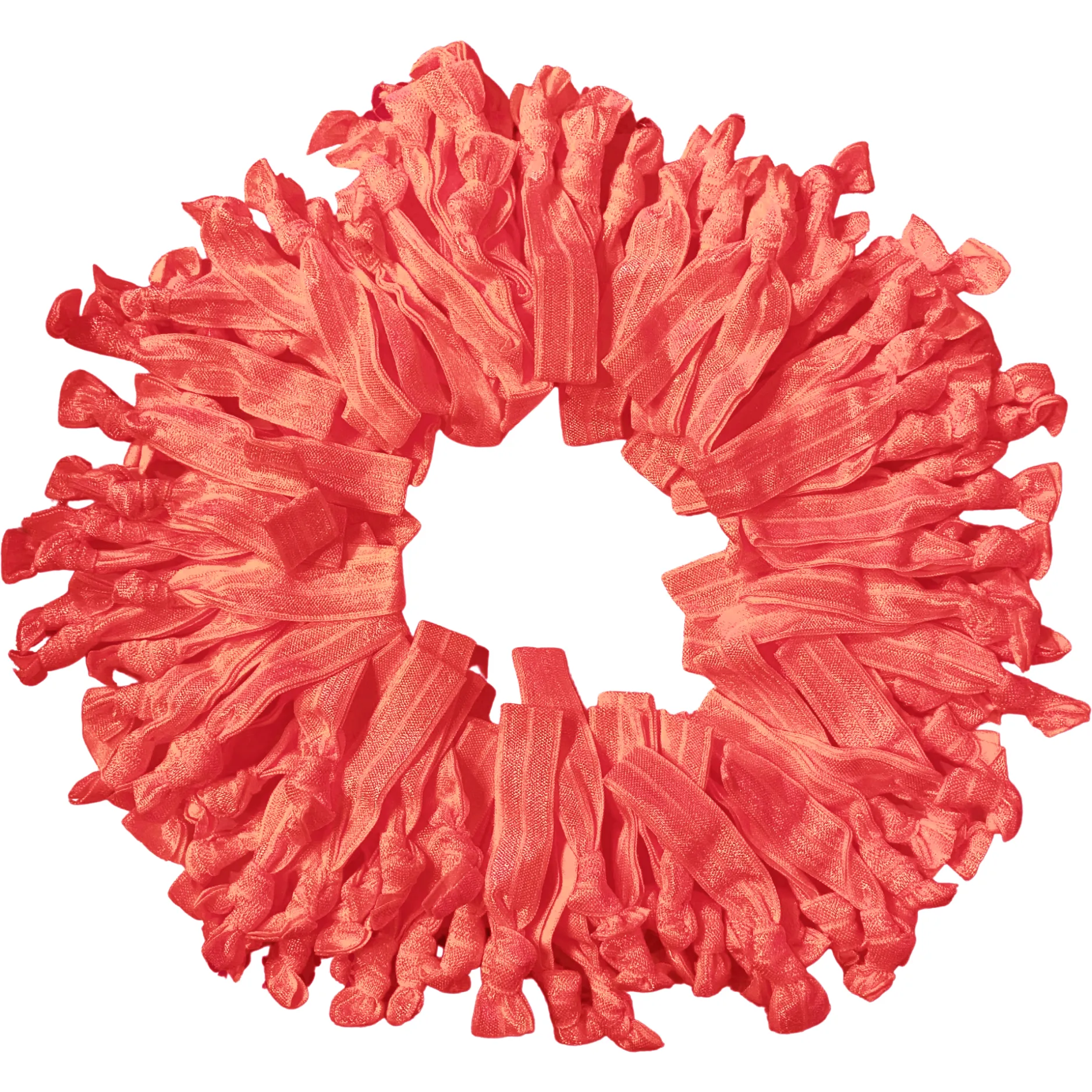 Coral Ribbon Hair Ties - 100