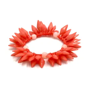 Coral Spiked Cha Cha Stretch Bracelet