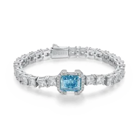 Crushed Ice Emerald Cut Tennis Bracelet - Blue Gray