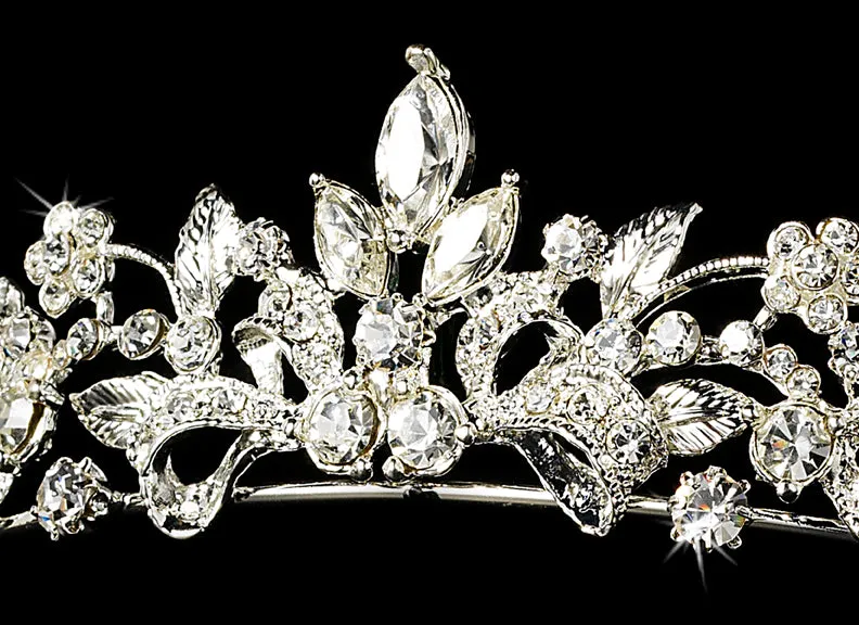 Crystal Encrusted Silver Classic Bridal Tiara Headpiece