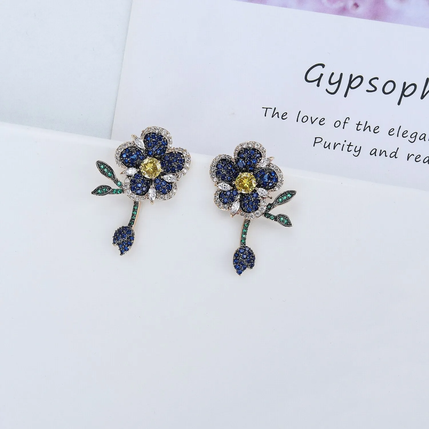 Cubic Zircon CZ Flower Earrings for Wedding, Crystals Earring for Bride, Women Girl Birthday Party Jewelry CE11290