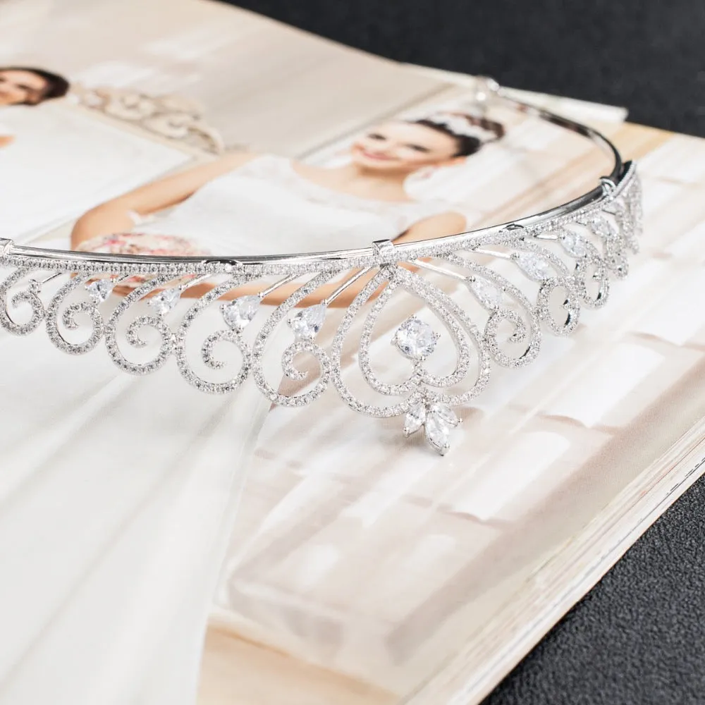 Cubic zircon wedding  bridal royal tiara diadem crown CH10143