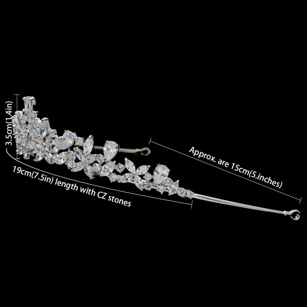 Cubic zircon wedding bridal tiara diadem hair jewelry HG0056