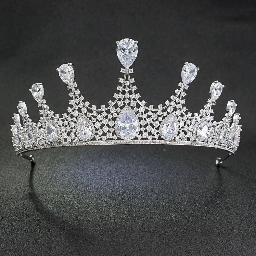 Cubic zircon wedding bridal tiara diadem hair jewelry HG180