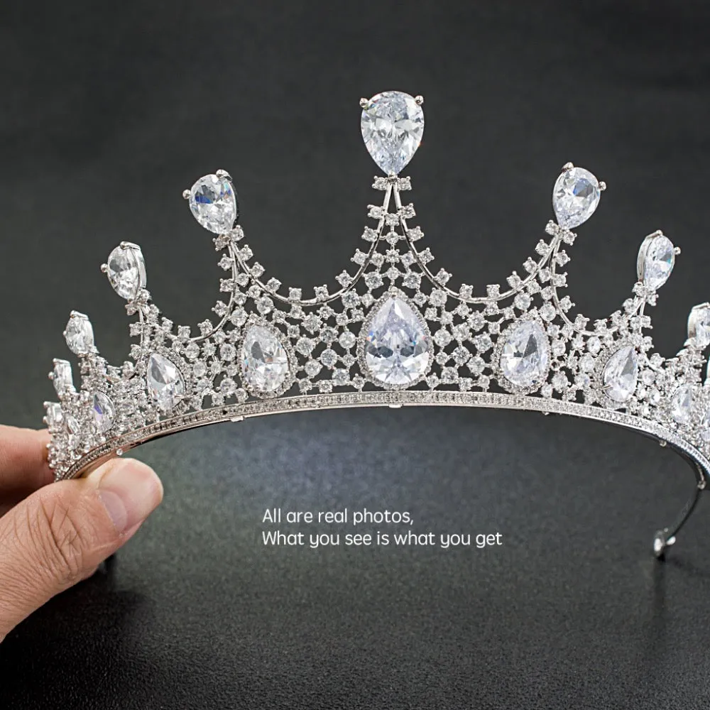 Cubic zircon wedding bridal tiara diadem hair jewelry HG180