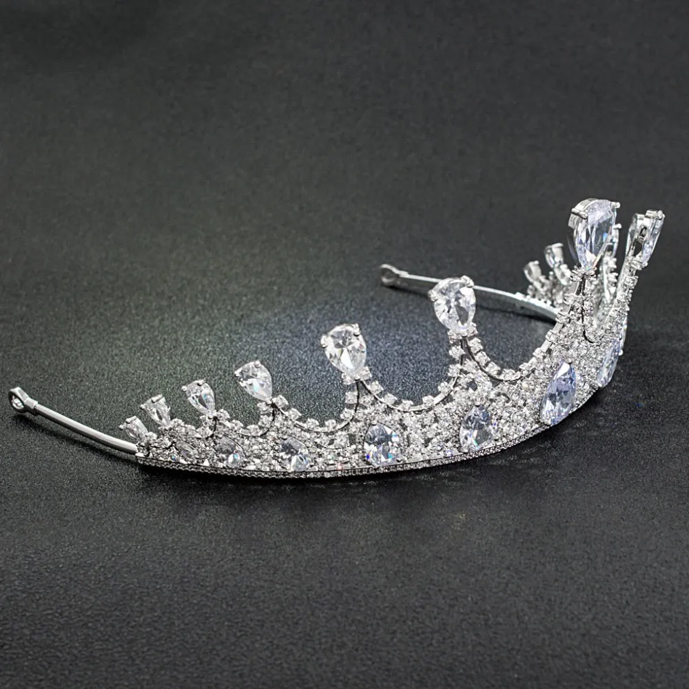 Cubic zircon wedding bridal tiara diadem hair jewelry HG180