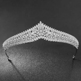 Cubic Zirconia Wedding Bride Flower Tiara Diadem Hair Jewelry CH10189