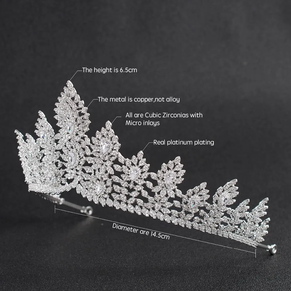 Cubic zirconia wedding Tiara,Big bridal royal diadem hair accessories CH10135