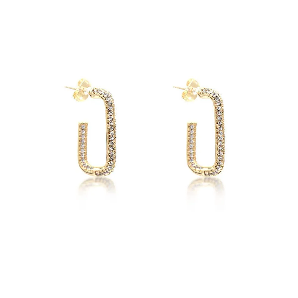 Cz Rectangle Stud Earrings