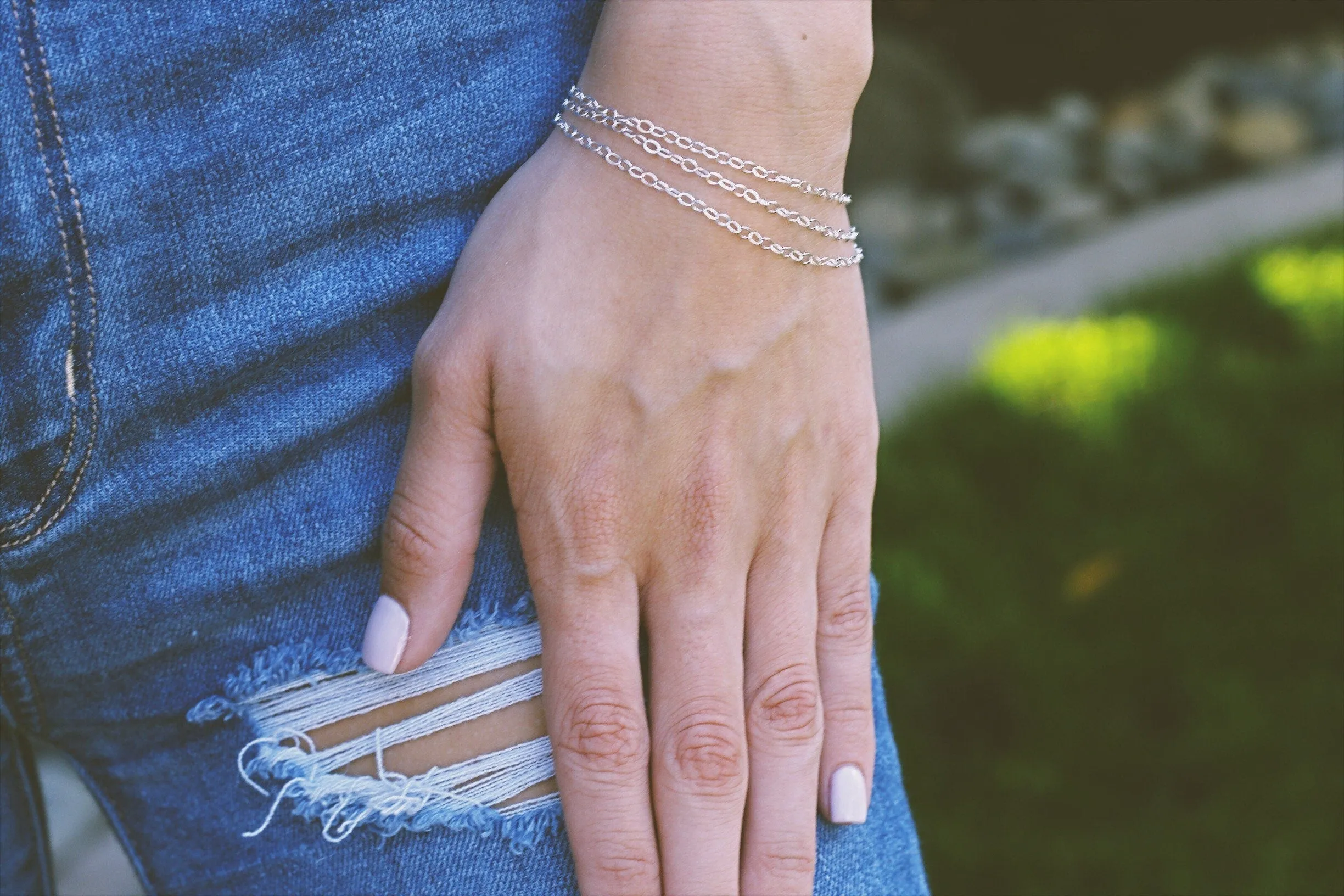 Dainty Multi Layered Chain Bracelet - Silver