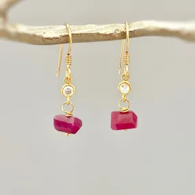 Dainty Raw Ruby Earrings