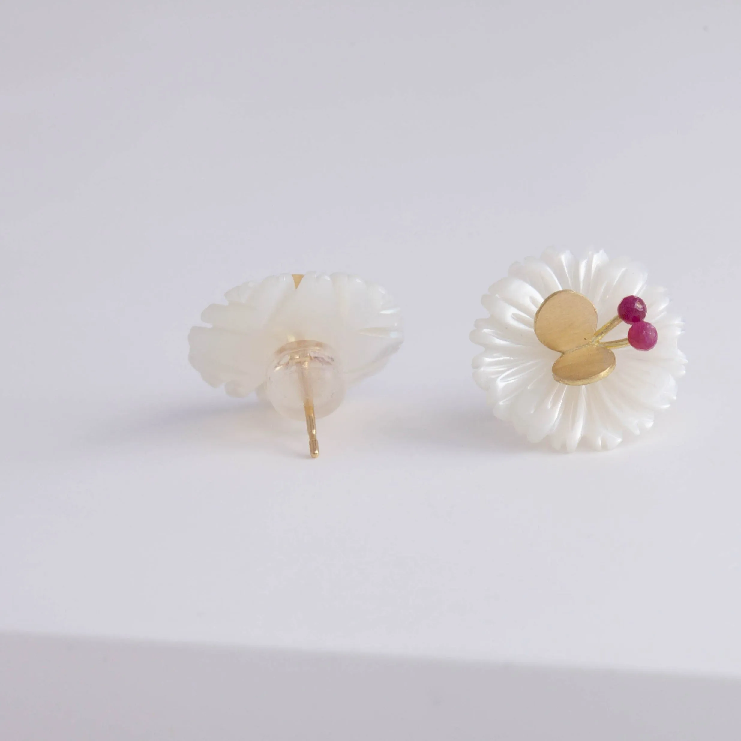 Daisy ruby butterfly earrings